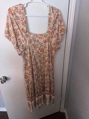 Lena & Lou Floral Midi Dress in Cream and Multicolor